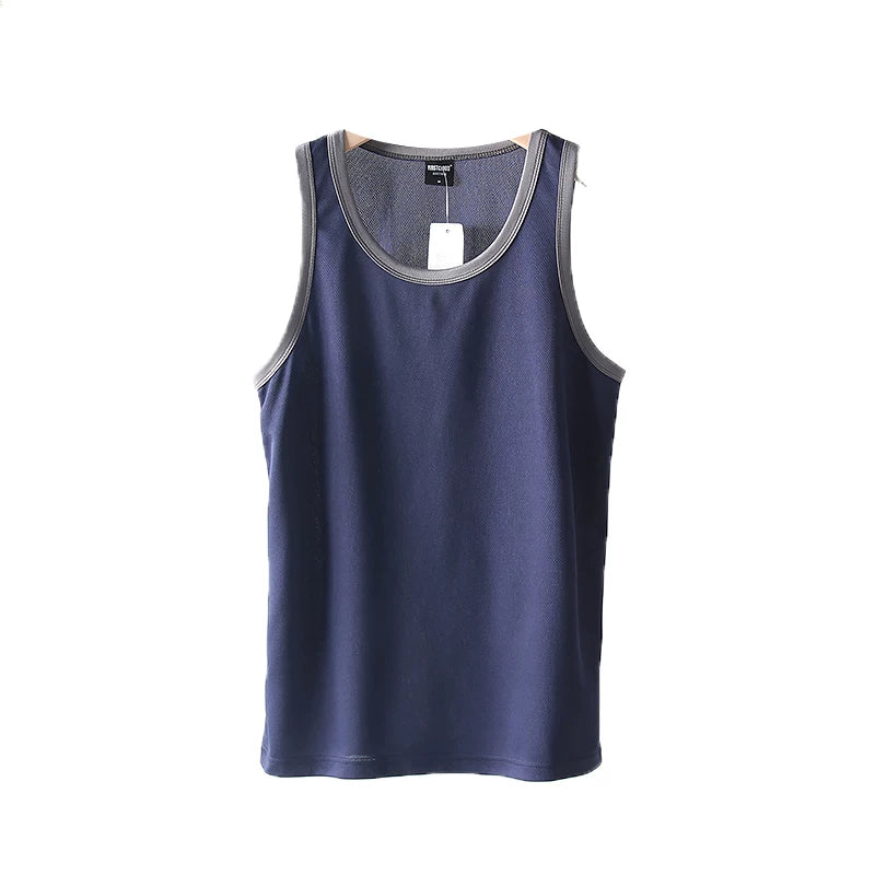 Cabbage leakage price! Breathable fabric with sparse pores! Foreign trade men's summer sports and leisure quick drying vest sweatshirt trend