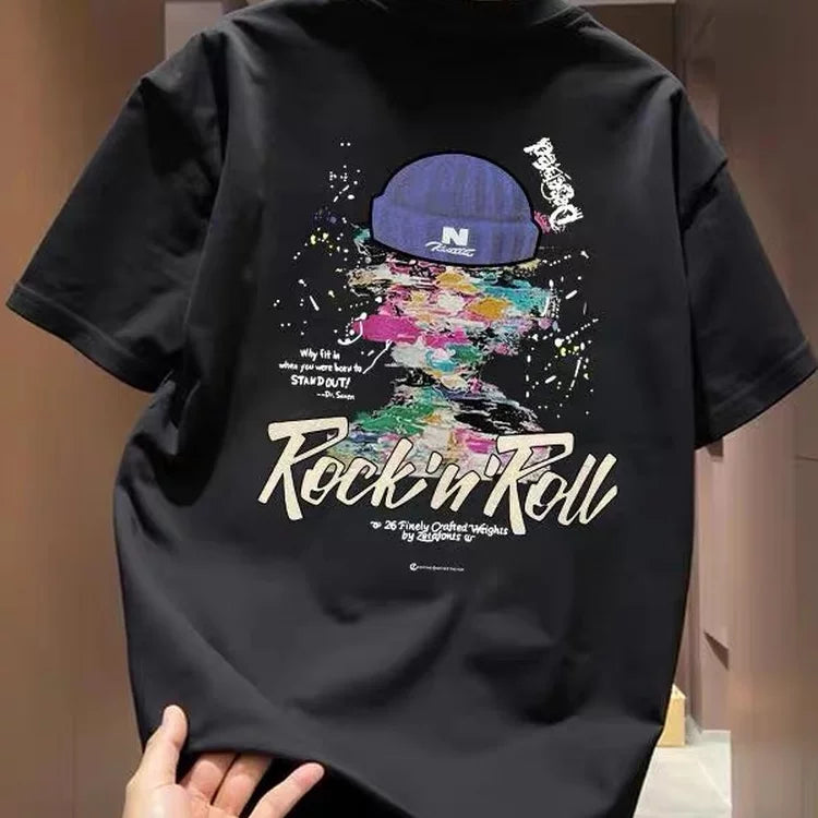 Top brand foreign trade counter's leftover goods leakage~Oil painting style artistic short sleeved T-shirt painted graffiti short sleeved unisex