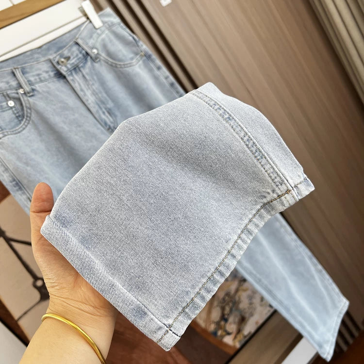 High end line! Retro color fading sensation! Spring and summer men's foreign trade simple casual straight leg versatile elastic jeans trend