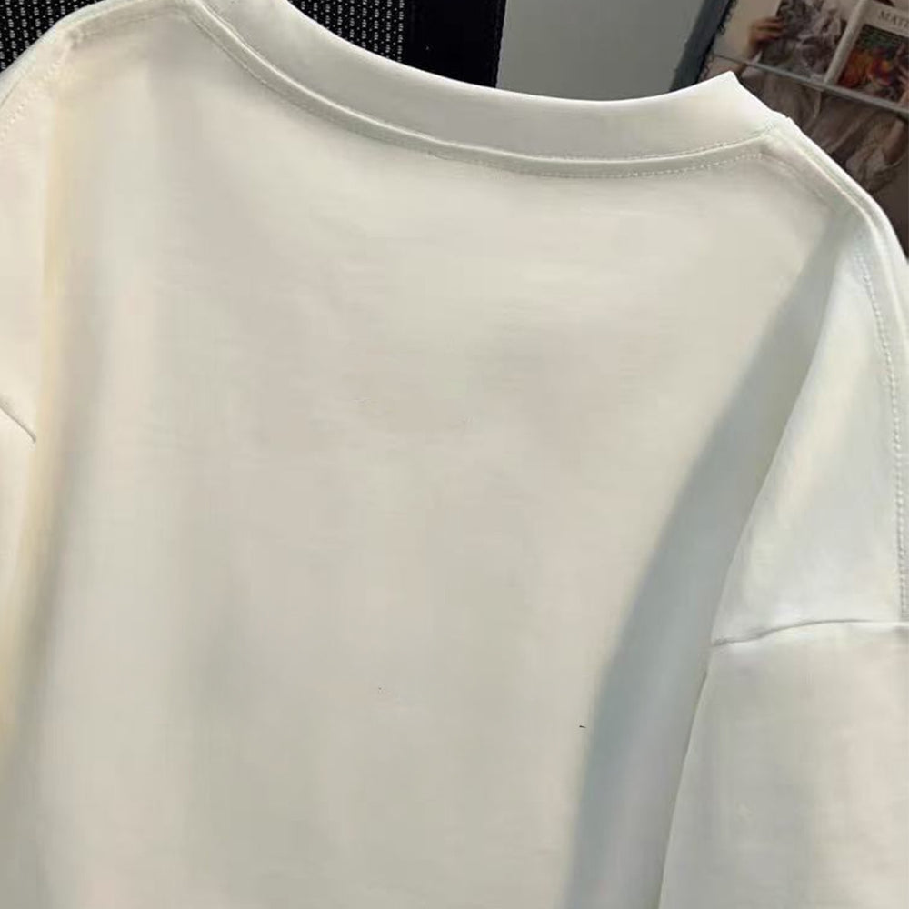 Brand Foreign Trade~Cutting Label Outlet Counter Summer Trendy Brand Pure Cotton Short sleeved T-shirt Men's and Women's Top Versatile and Simple