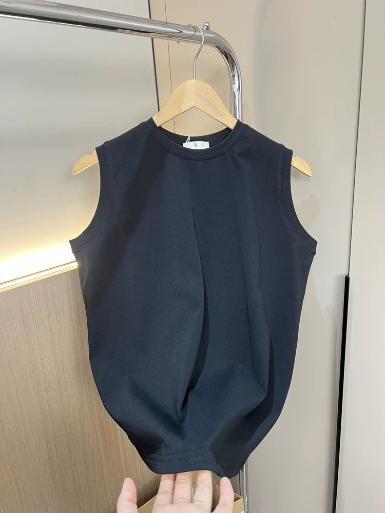 Heavy weight 280g! Summer men's foreign trade pure cotton knitted vest American heavy weight solid color basketball sports vest trend