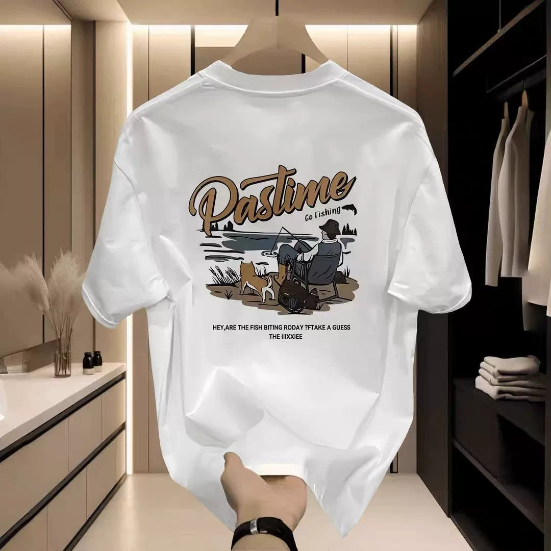 Brand Foreign Trade~Cut Label Outlets Counter Hong Kong Style Fashion New Printed Short sleeved T-shirt Men's and Women's Versatile Large Size
