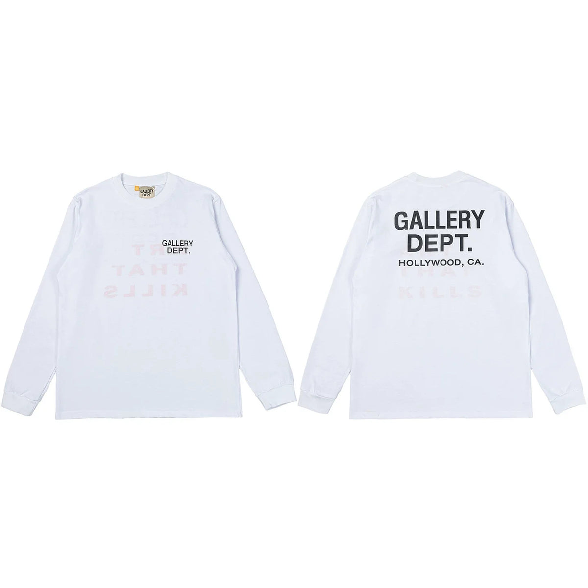 Gallery Dept. Hollywood Logo Long Sleeve T-Shirt - White/Faint Red