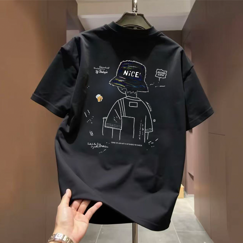Top brand foreign trade counters are picking up leftover goods~Short sleeved t-shirts, high-quality pure cotton, loose fit, large size, heavy weight, simple men's and women's styles