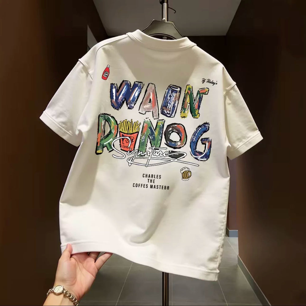 High quality cotton short sleeved t-shirts, loose letter tops for men and women, and American style trendy products are being picked up from the leftover inventory at major foreign trade counters