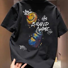 Top brand foreign trade counter tail goods leakage~Summer leisure creative design loose men's and women's pure cotton short sleeved T-shirt