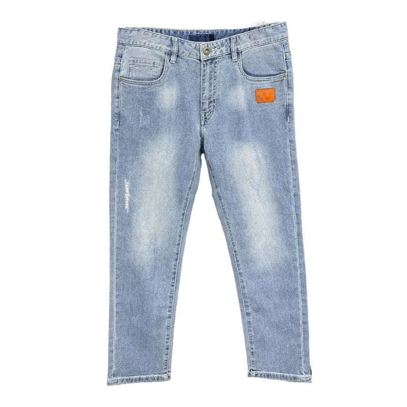 H remaining orders! Wash with water to make it old! Spring and summer men's foreign trade soft and comfortable, fashionable and casual denim jeans trend