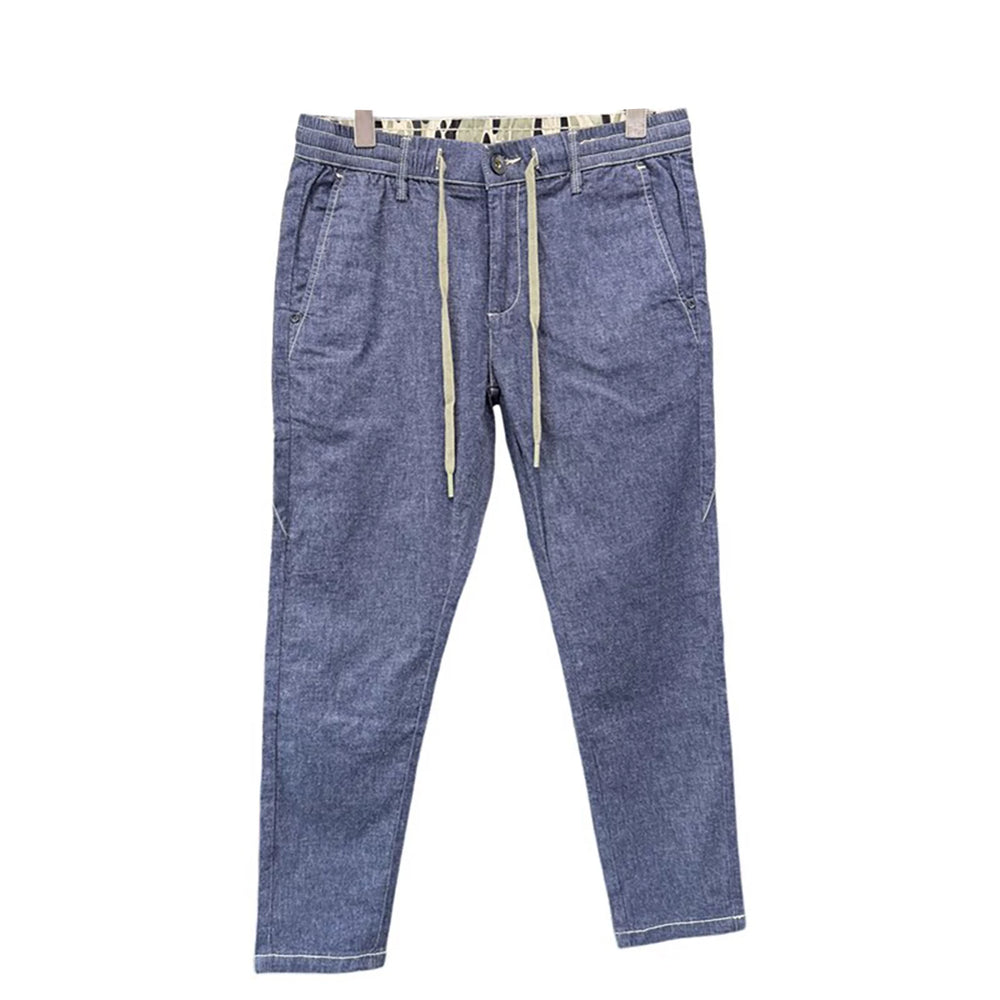Remove the cabinet! Cotton+linen blend! Foreign trade men's spring and summer elastic waist comfortable casual straight leg jeans