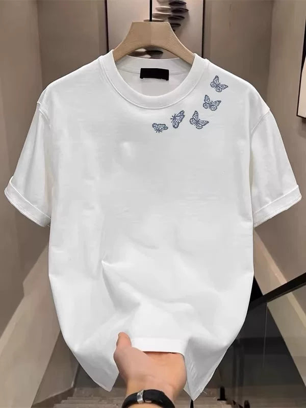 Withdrawal of foreign trade exports, clearance of leftover goods, and collection of leaks~Summer trendy butterfly printed pure cotton short sleeved t-shirt for men and women loose fit