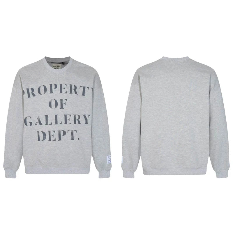 Gallery Dept. Heather Grey Crewneck – “Property Of” Stacked Print
