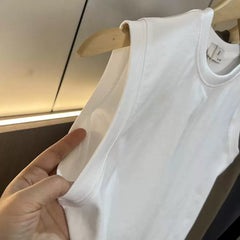 Heavy weight 280g! Summer men's foreign trade pure cotton knitted vest American heavy weight solid color basketball sports vest trend