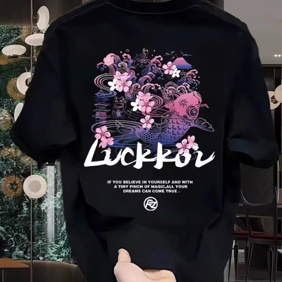 Overseas order backlog~Withdrawal of foreign trade trendy brand pure cotton short sleeved T-shirt with cut label for couples in summer loose fit plus size