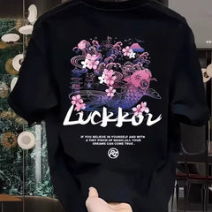 Overseas order backlog~Withdrawal of foreign trade trendy brand pure cotton short sleeved T-shirt with cut label for couples in summer loose fit plus size