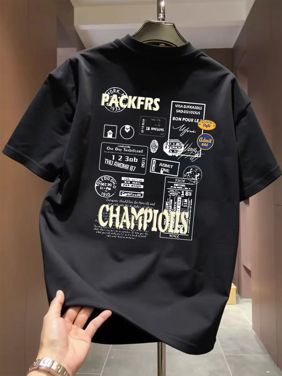 Top brand foreign trade label cutting outlet counters withdraw~Summer heavyweight pure cotton T-shirt short sleeved men's and women's loose round neck