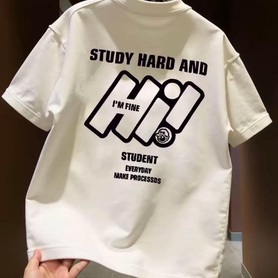 Top brand foreign trade counters are picking up leftover goods~American hip-hop style creative printed short sleeved T-shirt, high street trendy brand, men's and women's styles