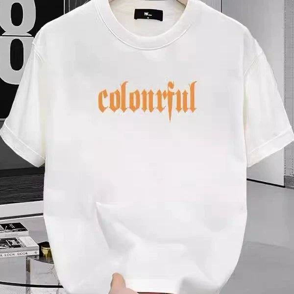 Brand foreign trade label cutting, tail order clearance, leak detection, American fashion brand retro printed pure cotton T-shirt, men's and women's design sense