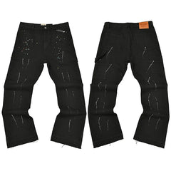 Gallery Dept. Spray Stripe & Paint Splatter Black Cargo Pants