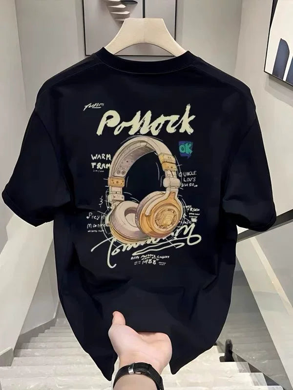 Top Brand Foreign Trade Counter Tail Stock Leakage~Summer Trendy Brand Heavy Cotton Short sleeved T-shirt Men's and Women's Loose Large Size Top