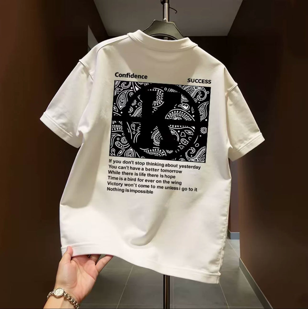 Top brand foreign trade counters are picking up leftover goods~High quality light luxury heavy weight pure cotton short sleeved T-shirt for both men and women, American style trendy