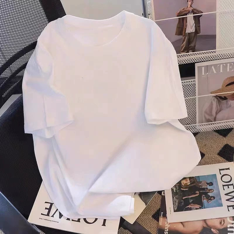 Brand foreign trade~Cutting labels, picking up leaks, counter surplus orders, heavyweight Hong Kong style, couple style, niche design, short sleeved T-shirt trend