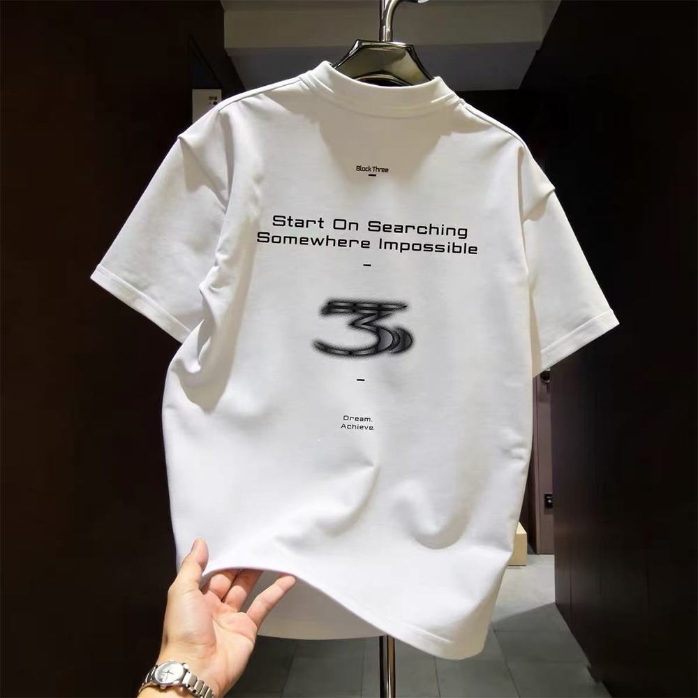 Top Brand Foreign Trade Counter Tail Picking up~High Quality Light Luxury Trendy Brand Letter Loose and Versatile Round Neck Top Short Sleeve