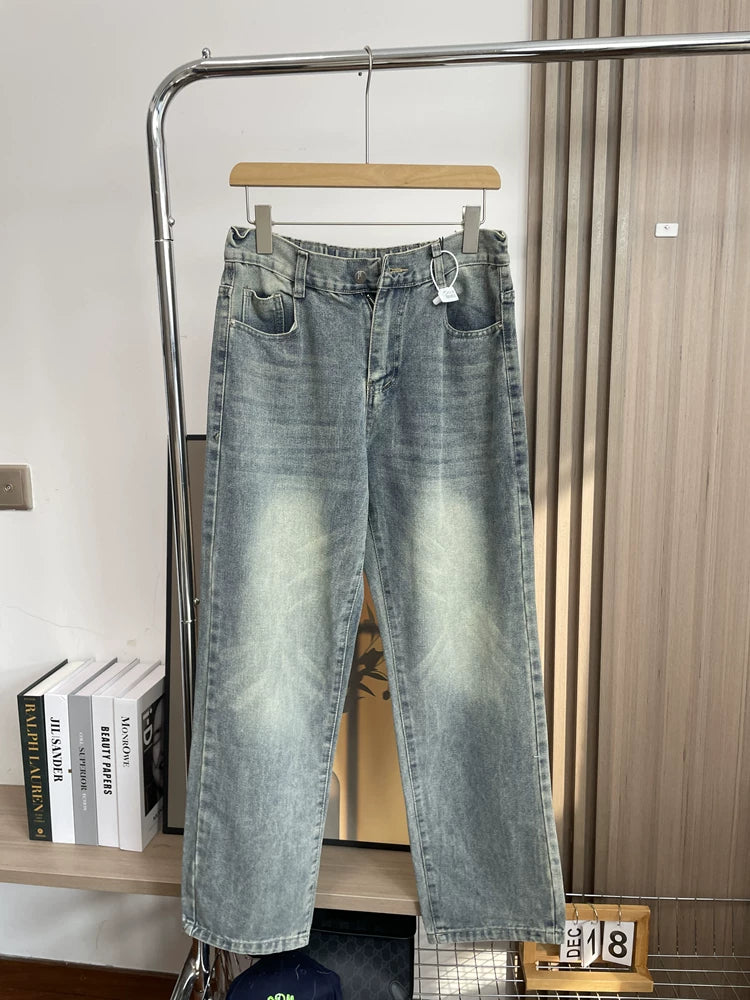 Keep good cattle for yourself+retro fermented, washed and ground white! Spring Men's Foreign Trade Fashion Versatile Comfortable Elastic Jeans Trend