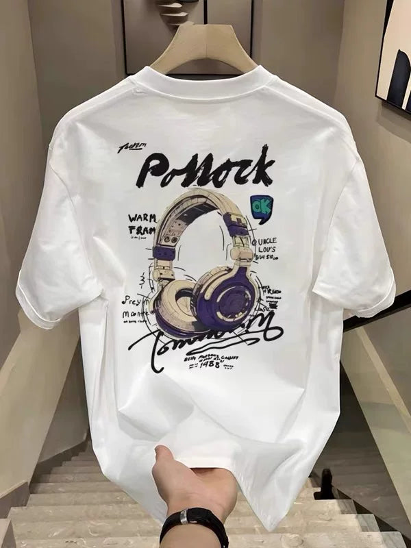 Top Brand Foreign Trade Counter Tail Stock Leakage~Summer Trendy Brand Heavy Cotton Short sleeved T-shirt Men's and Women's Loose Large Size Top