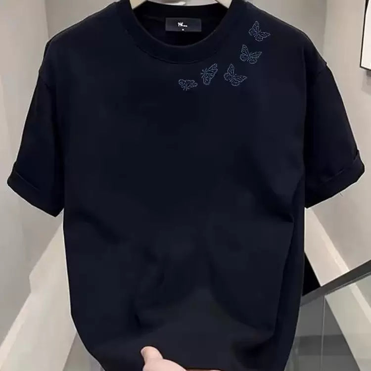 Withdrawal of foreign trade exports, clearance of leftover goods, and collection of leaks~Summer trendy butterfly printed pure cotton short sleeved t-shirt for men and women loose fit