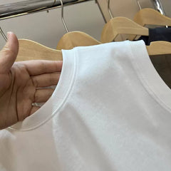 Heavy weight 280g! Summer men's foreign trade pure cotton knitted vest American heavy weight solid color basketball sports vest trend