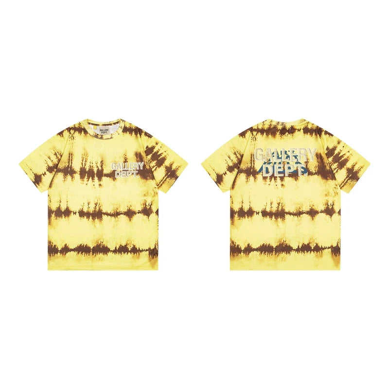 Gallery Dept. Stripe Tie-Dye Short Sleeve T-Shirt - Yellow/Brown