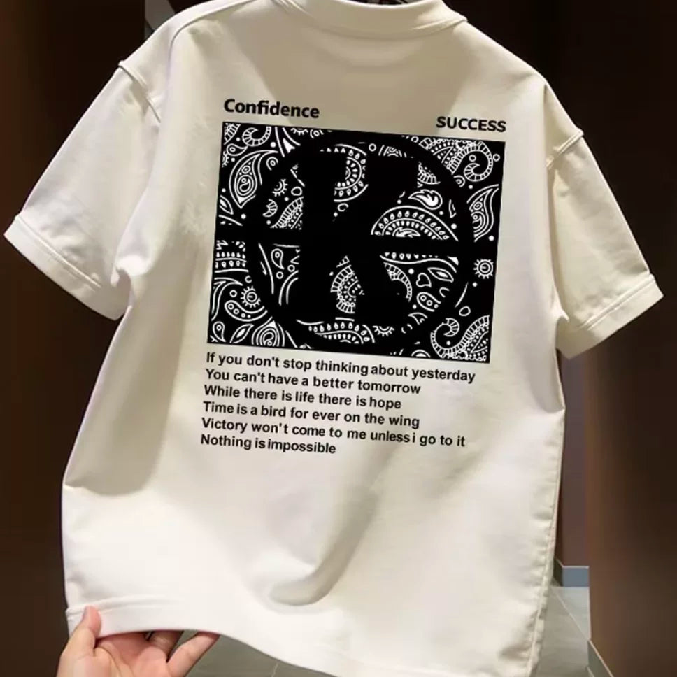 Top brand foreign trade counters are picking up leftover goods~High quality light luxury heavy weight pure cotton short sleeved T-shirt for both men and women, American style trendy