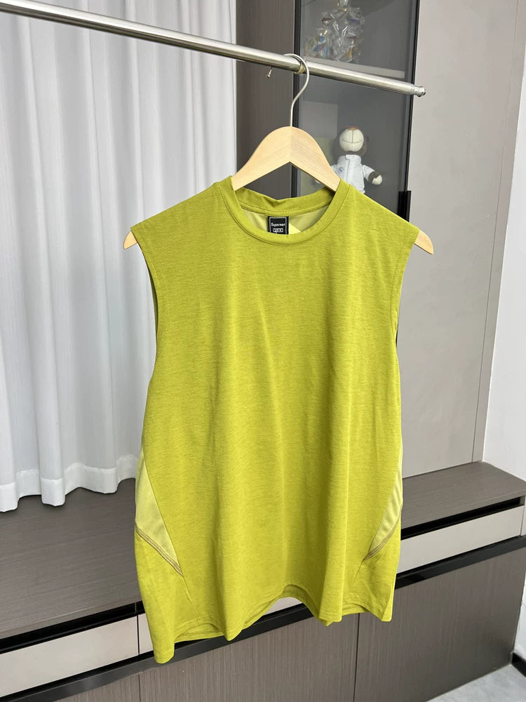 Mountain functional wind! Refreshing and breathable! Foreign trade men's summer outdoor running sports casual round neck vest trend