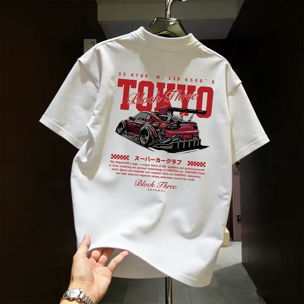 Overseas order backlog~Withdrawn short sleeved T-shirt printed round neck loose and versatile trendy brand casual pure cotton top with logo trimming