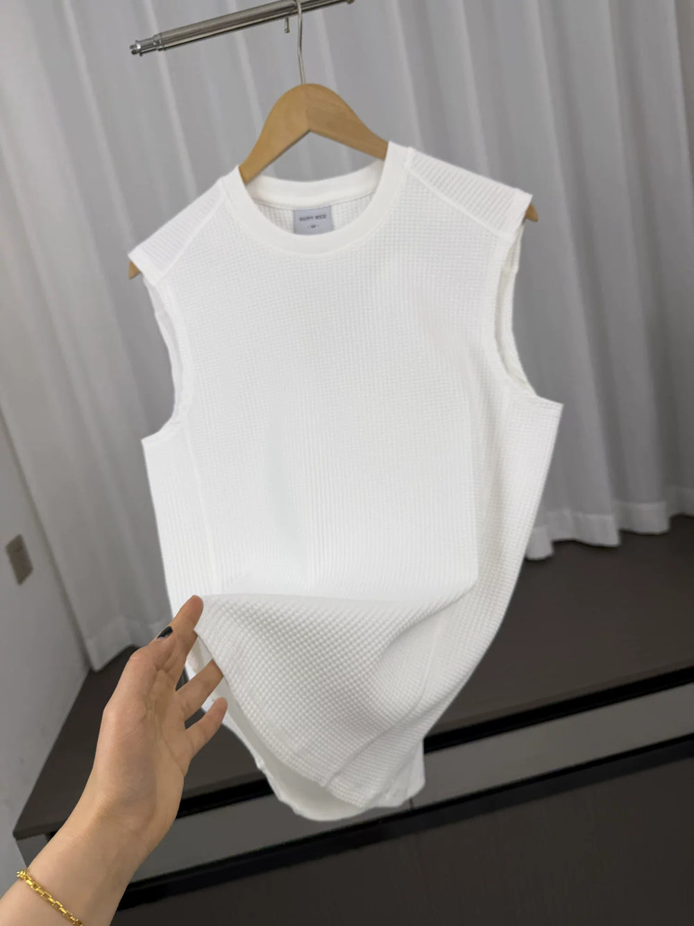 Weaving waffles! Breathable fabric! Summer men's foreign trade American casual sports sleeveless camisole