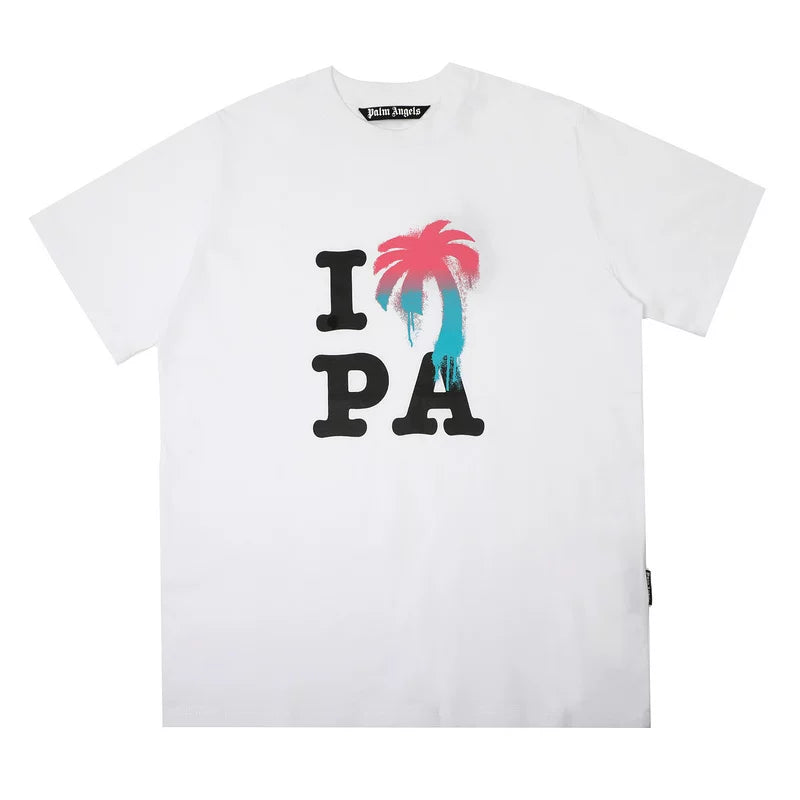 Palm Angels "I ❤️ PA" Spray Palm Tree Logo Print White T-Shirt