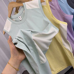 Mountain outdoors! Men and women can wear it! Foreign trade men's summer quick drying breathable contrasting casual T-shirt sports vest