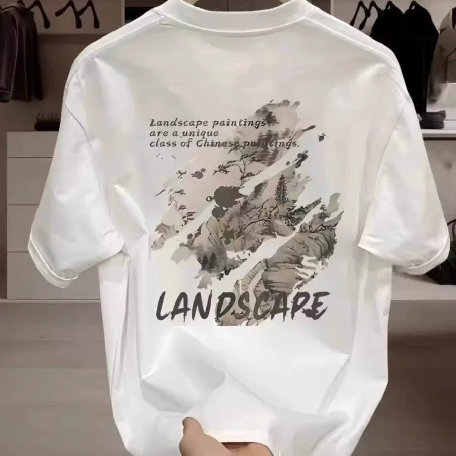 Withdrawal of foreign trade exports, clearance of leftover goods, and collection of leaks~Simple trendy brand printed pure cotton short sleeved t-shirt for men and women loose large size