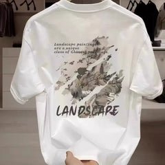 Withdrawal of foreign trade exports, clearance of leftover goods, and collection of leaks~Simple trendy brand printed pure cotton short sleeved t-shirt for men and women loose large size