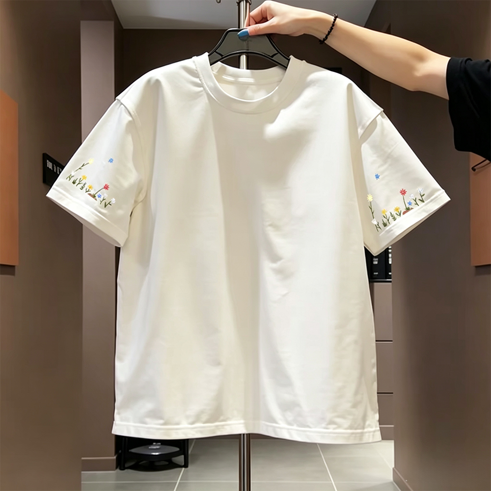 Top brand foreign trade counters' leftover inventory collection~Personalized niche design printed summer short sleeved t-shirt for men and women casual half sleeved