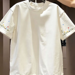 Top brand foreign trade counters' leftover inventory collection~Personalized niche design printed summer short sleeved t-shirt for men and women casual half sleeved