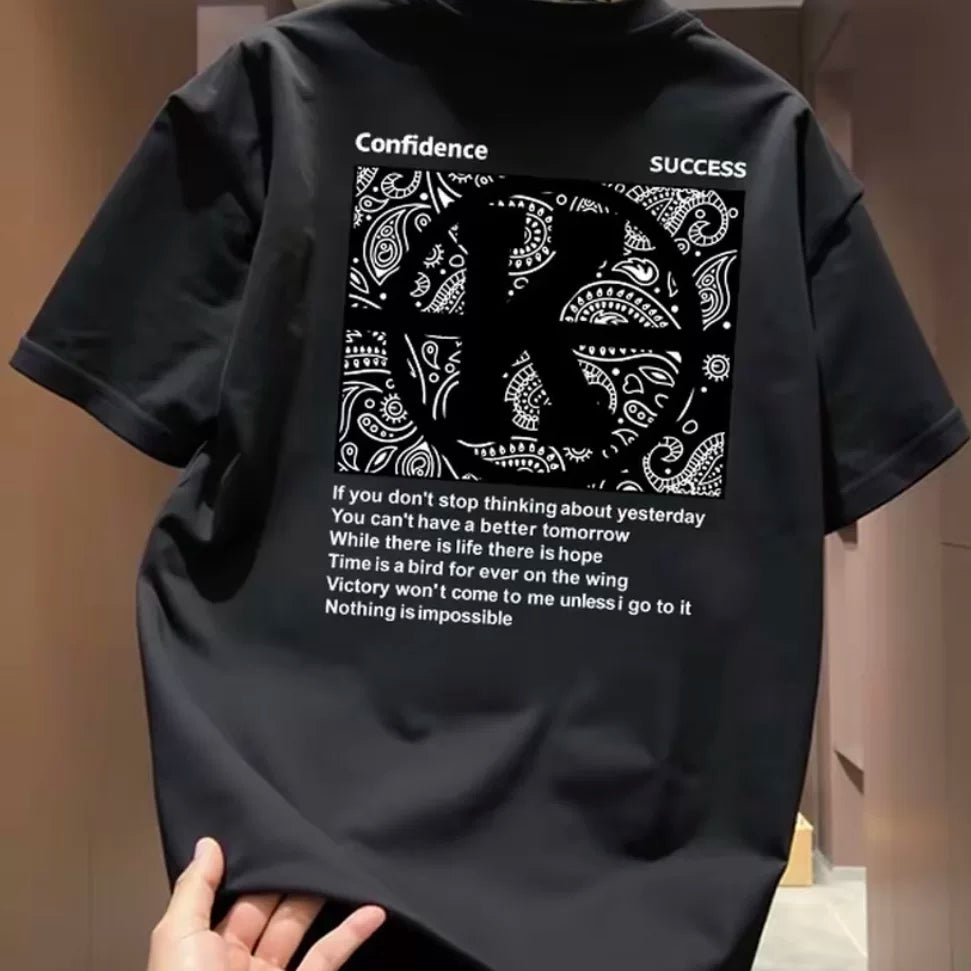 Top brand foreign trade counters are picking up leftover goods~High quality light luxury heavy weight pure cotton short sleeved T-shirt for both men and women, American style trendy