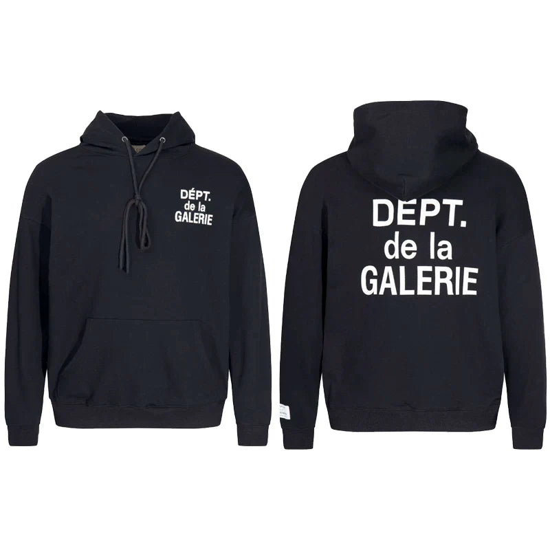 Gallery Dept Dept de la Galerie Black Hoodie White Print