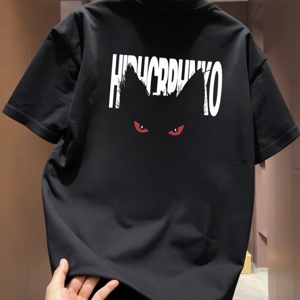 Brand Foreign Trade~Scissor Label Outlets Counter American Trendy Brand Round Neck Printed Versatile Heavy Cotton T-shirt Short Sleeve