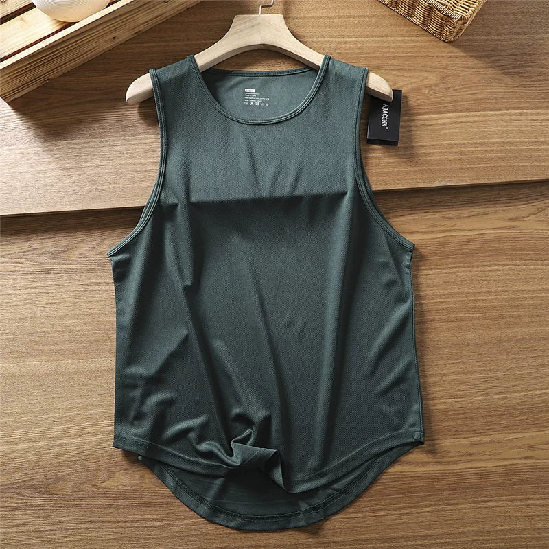 Lightweight and breathable! Moisture wicking and sweat wicking! Summer Foreign Trade Quick Dry Sweat Tank Top Running Fitness Sleeveless Thin Style Trendy