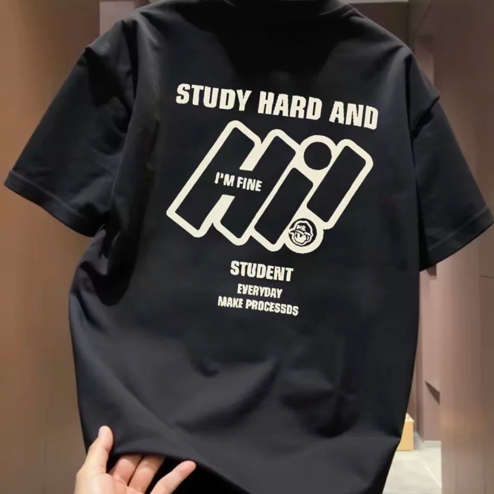 Top brand foreign trade counters are picking up leftover goods~American hip-hop style creative printed short sleeved T-shirt, high street trendy brand, men's and women's styles