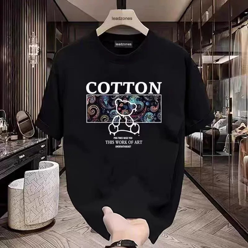 Foreign trade clearance~Cutting labels, tail goods, counter, picking up leaks, heavy-duty trendy brands, heavy-duty pure cotton short sleeved T-shirts, men's and women's loose large sizes