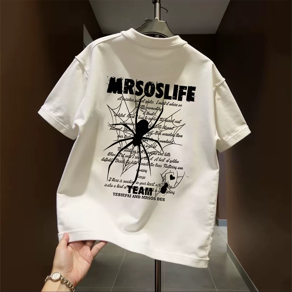 Top brand foreign trade counter tail goods leakage~Small and creative trendy brand spider unisex versatile pure cotton short sleeved T-shirt