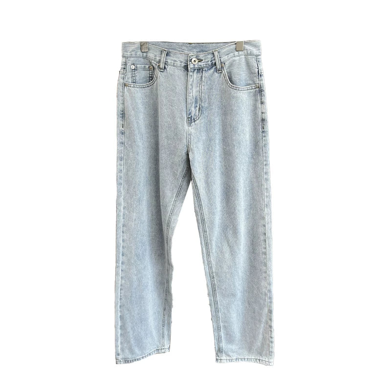 High end line! Retro color fading sensation! Spring and summer men's foreign trade simple casual straight leg versatile elastic jeans trend