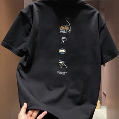 Top brand foreign trade counter tail goods leakage~Trendy brand casual printed short sleeved T-shirt loose round neck pure cotton half sleeved men and women