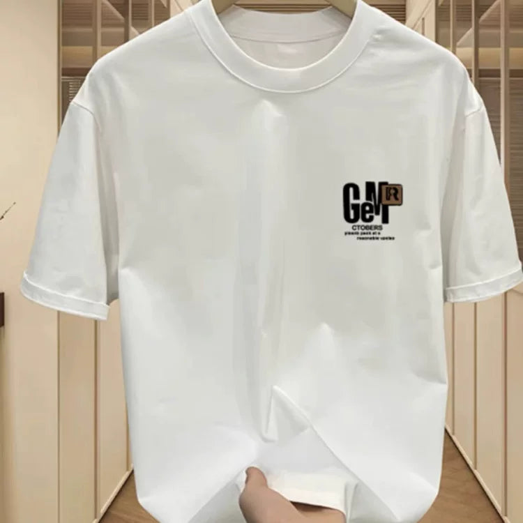 Overseas order backlog~Withdrawn foreign trade American style trendy brand printed pure cotton short sleeved t-shirt with loose and versatile design for men and women